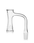 Clear glass water pipe with white accent on a white background