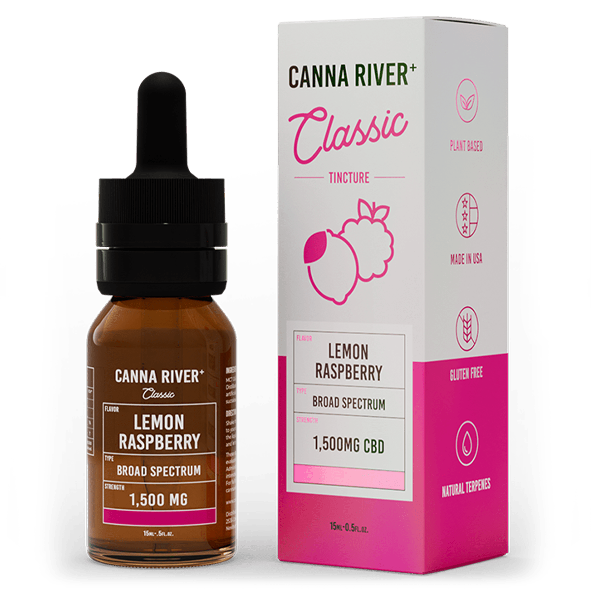 Broad Spectrum CBD Classic Tincture - Lemon Raspberry 
