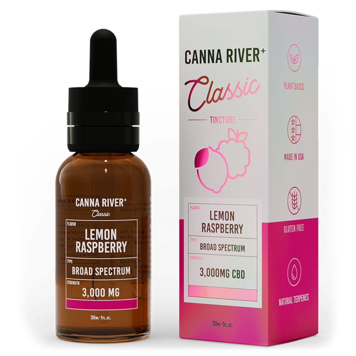 Broad Spectrum CBD Classic Tincture - Lemon Raspberry 