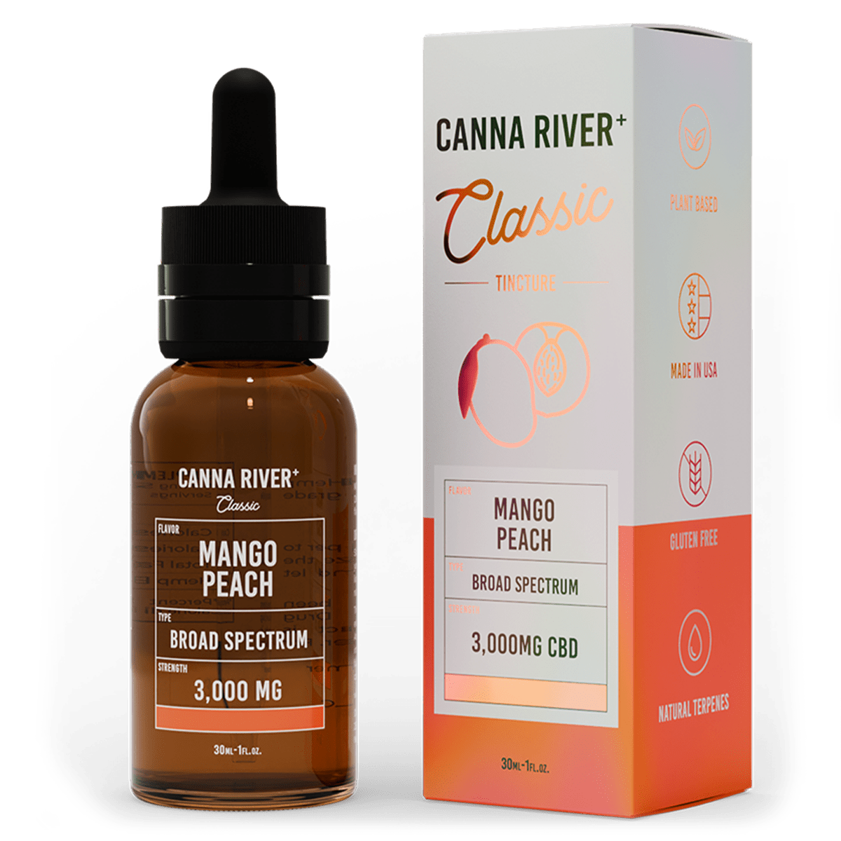 Broad Spectrum CBD Classic Tincture - Mango Peach 