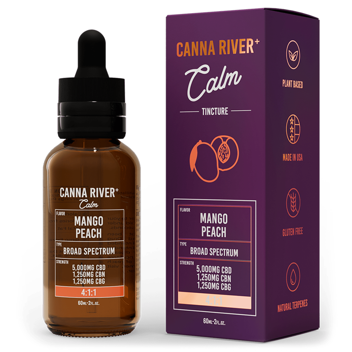 Broad Spectrum CBD Calm Tincture - Mango Peach 