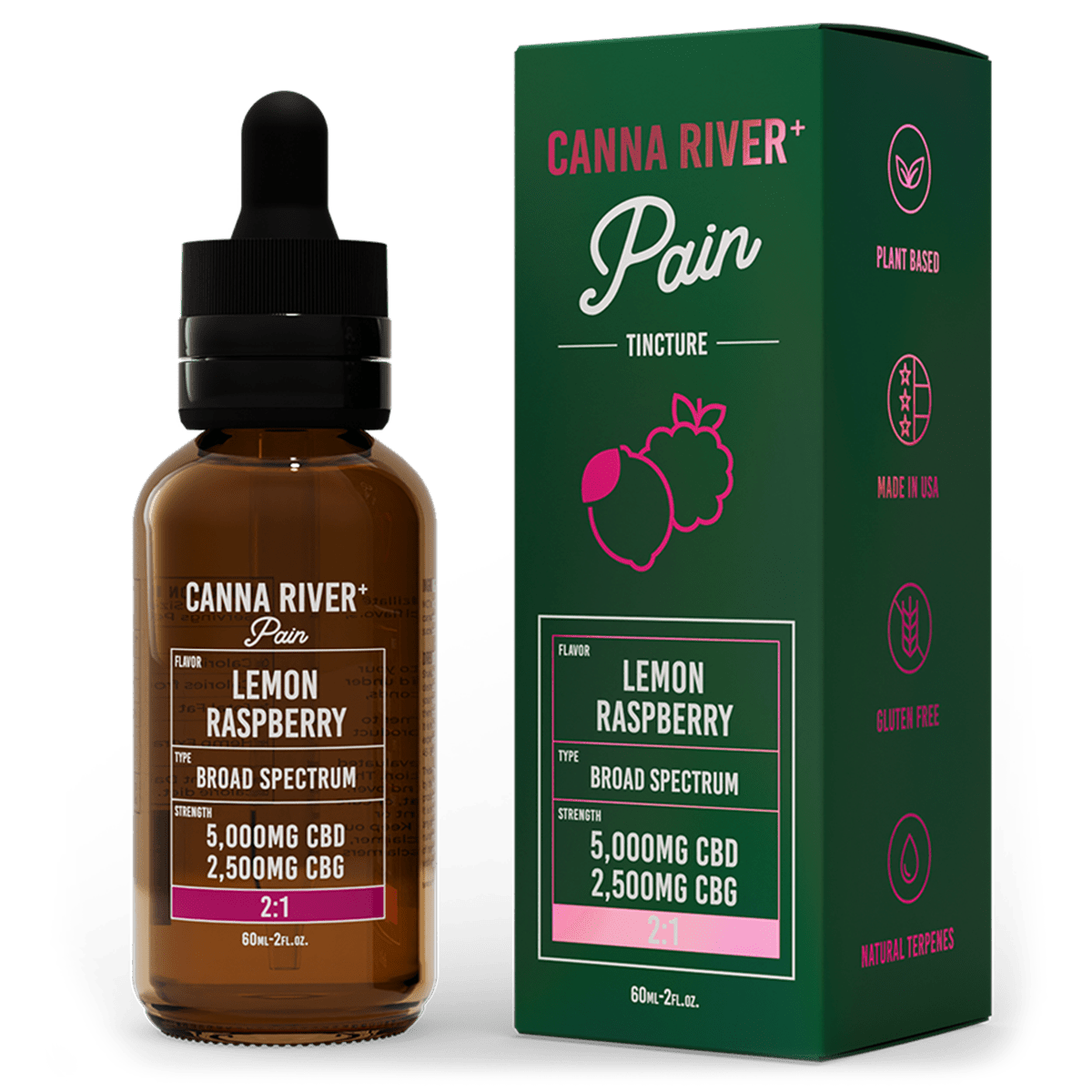 Broad Spectrum CBD Pain Tincture - Lemon Raspberry 