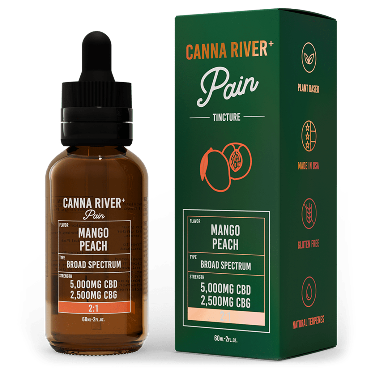 Broad Spectrum CBD Pain Tincture - Mango Peach 