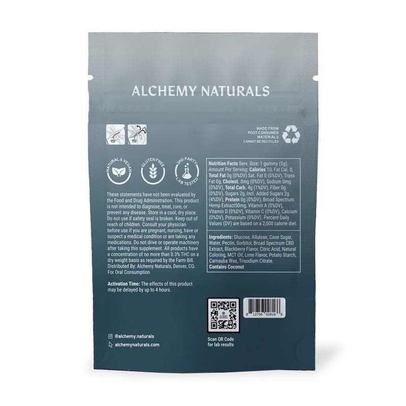 Alchemy Naturals Broad Spectrum CBD Gummies - THC Free