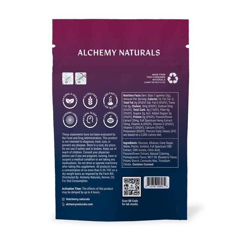 Alchemy Naturals Sleep CBD Gummies - Full Spectrum CBD + CBN