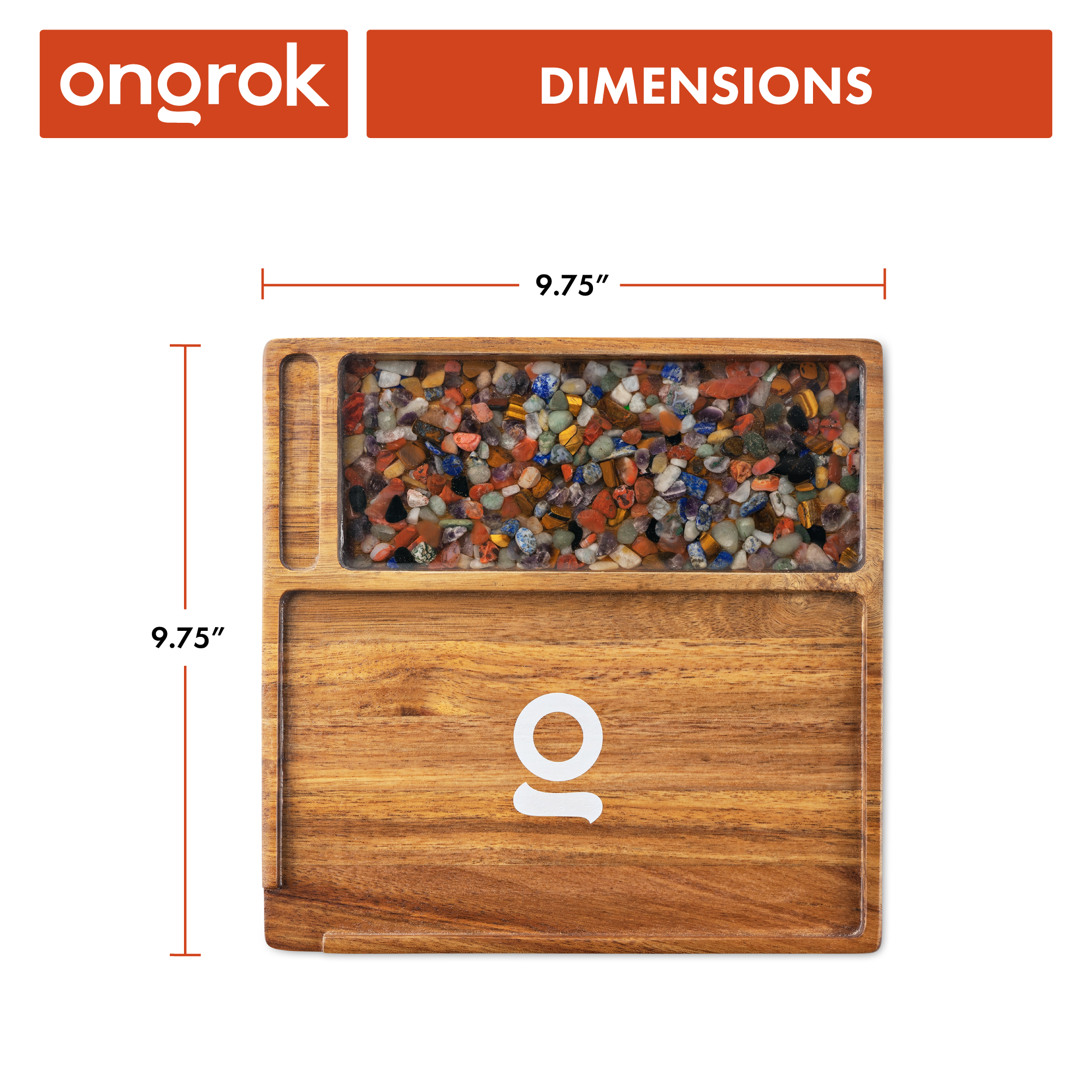 Ongrok Premium Natural Acacia Wood Tray | 9.5&quot; x 9.5&quot;