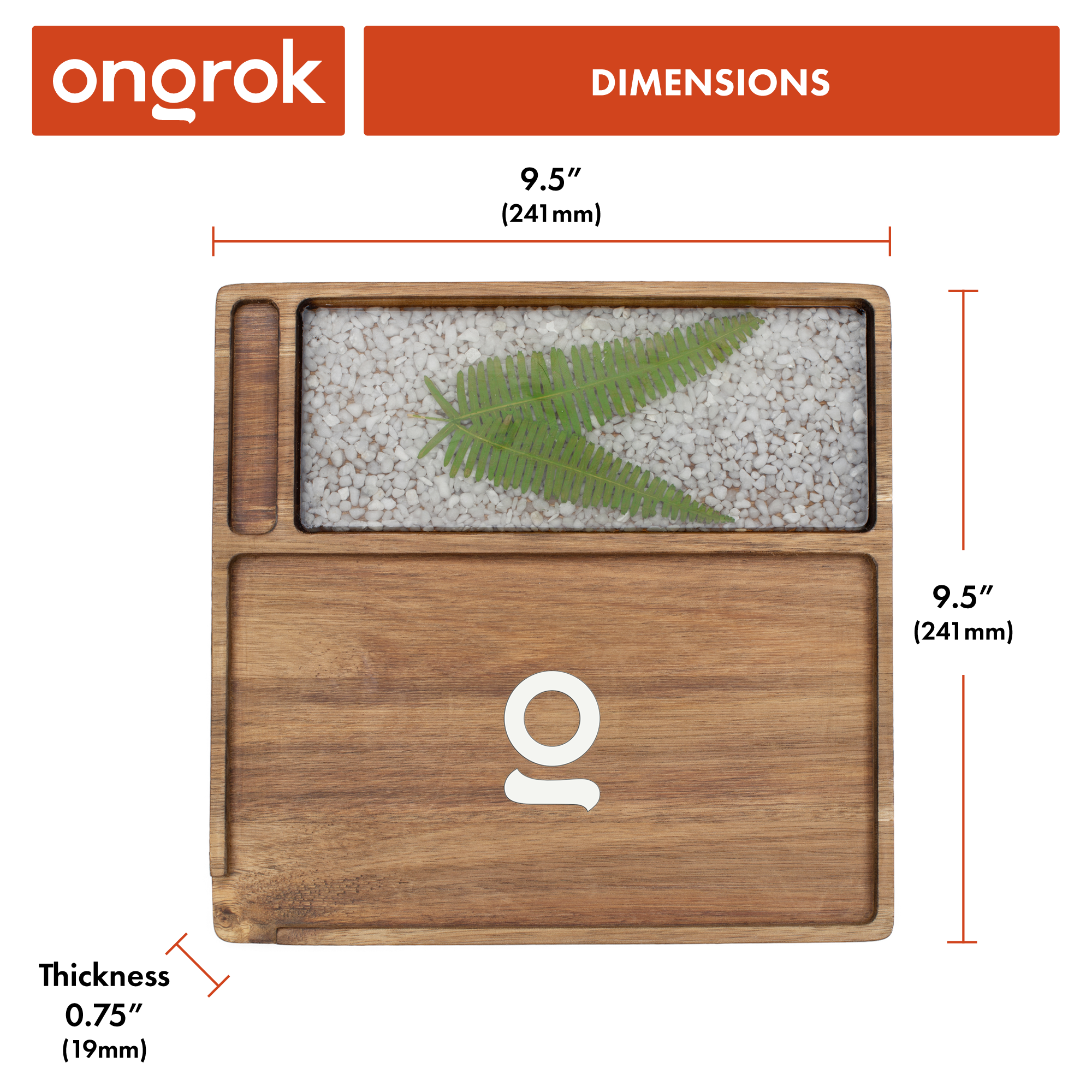 Ongrok Premium Natural Acacia Wood Tray | 9.5&quot; x 9.5&quot;