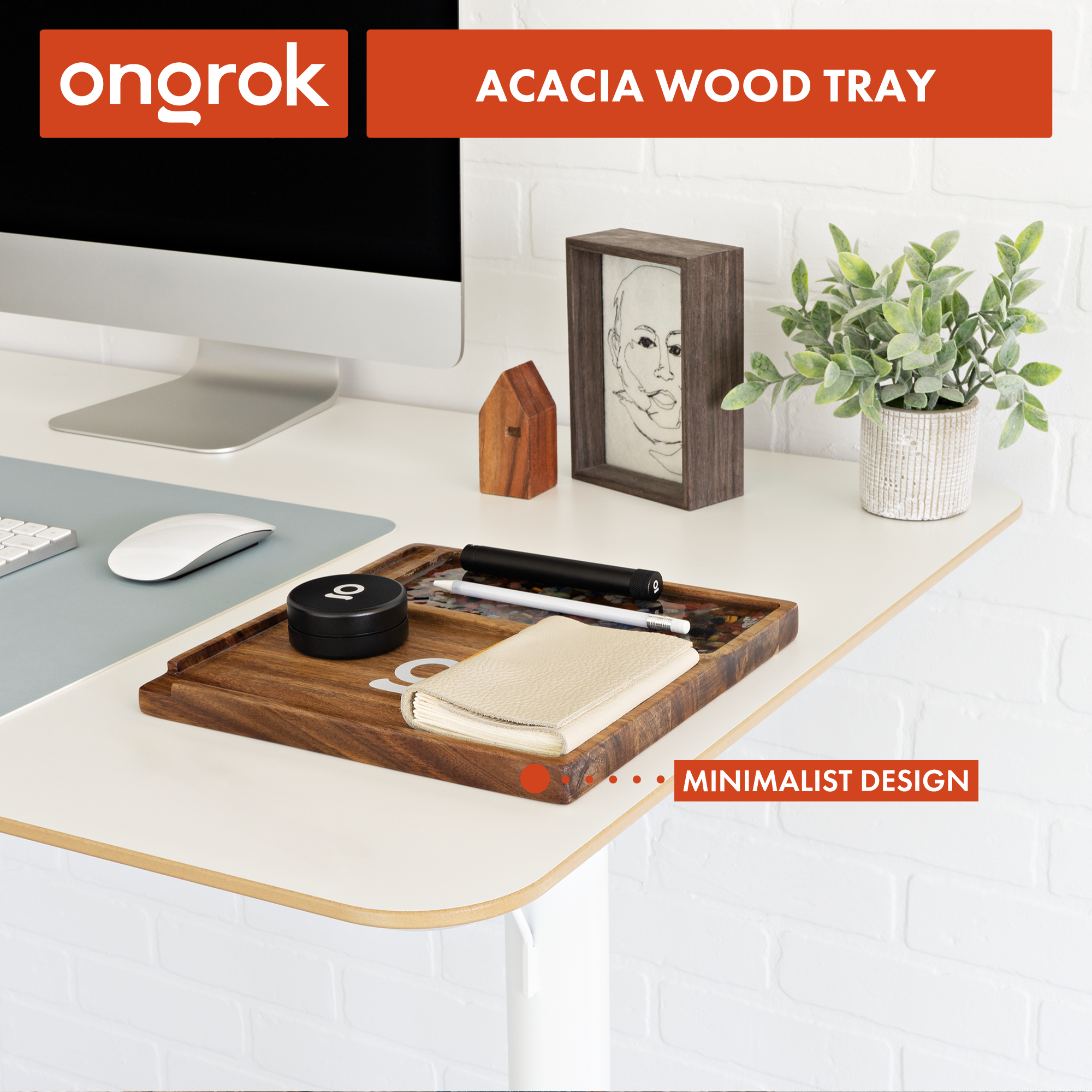Ongrok Premium Natural Acacia Wood Tray | 9.5&quot; x 9.5&quot;