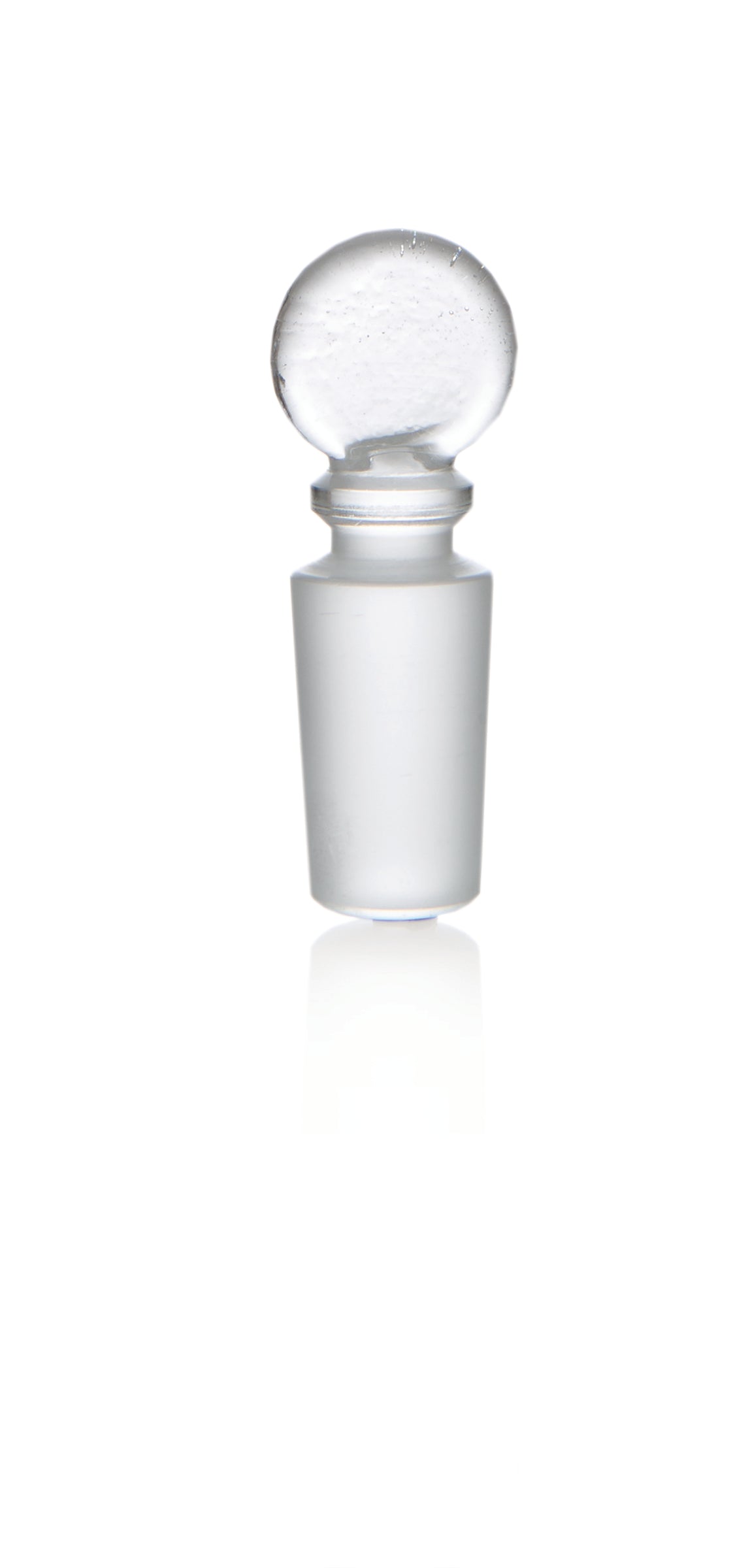 Clear glass bong cap on a white background